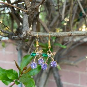 Purple cherry earrings